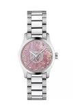Gucci G Timeless Diamonds Pink Mother of Pearl Dial Silver Steel Strap Watch for Women - YA1265025