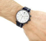 Emporio Armani Aviator Silver Dial Two Tone Leather Strap Watch for Men - AR11202
