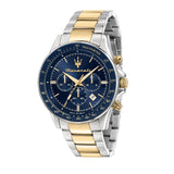 Maserati SFIDA Limited Edition Chronograph Blue Dial Two Tone Steel Strap Watch for Men - R8873640017