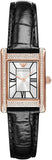 Emporio Armani Genni Silver Dial Black Leather Strap Watch for Women - AR11624