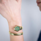 Just Cavalli Splora Green Dial Gold Steel Strap Watch for Women - JC1L394M0035