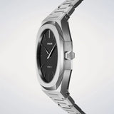 D1 Milano Ultra Thin Matte Black Dial Silver Steel Strap Watch for Men - D1-UTBJ40