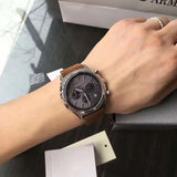 Emporio Armani Zeta Chronograph Gray Dial Brown Leather Strap Watch for Men - AR11080