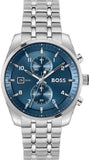 Hugo Boss Skytraveller Chronograph Blue Dial Silver Steel Strap Watch for Men - 1514216