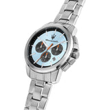 Maserati Successo Chronograph Ice Blue Dial Silver Steel Strap Watch for Men - R8873621044