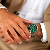 Maserati Attrazione Chronograph Green Dial Silver Steel Strap Watch for Men - R8853151011