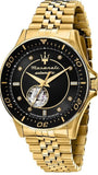 Maserati SFIDA Special Edition Automatic Black Dial Gold Steel Strap Watch for Men - R8823140012