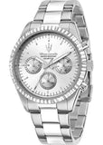 Maserati Competizione Chronograph Silver Dial Silver Steel Strap Watch for Men - R8853100041
