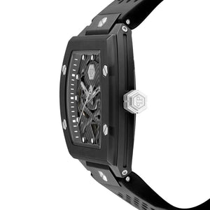 Philipp Plein The Skeleton Black Dial Black Silicone Strap Watch for Men - PWVBA0423