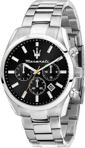 Maserati Attrazione Chronograph Black Dial Silver Steel Strap Watch for Men - R8853151010