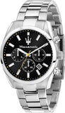 Maserati Attrazione Chronograph Black Dial Silver Steel Strap Watch for Men - R8853151010
