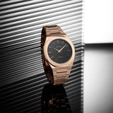 D1 Milano Ultra Thin Black Dial Gold Steel Strap Watch for Men  - D1-UTBJ16