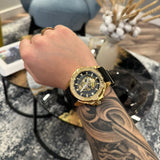 Philipp Plein The Skull Gold Dial Black Silicone Strap Watch for Men - PWAAA0221