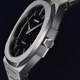 D1 Milano Ultra Thin Aventurine Black Dial Silver Steel Strap Watch for Men - D1-UTBJ29