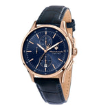 Maserati Sorpasso Chronograph Blue Dial Blue Leather Strap Watch for Men - R8871624009