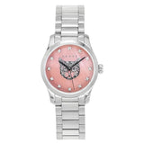 Gucci G Timeless Diamonds Pink Mother of Pearl Dial Silver Steel Strap Watch for Women - YA1265025