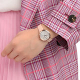 Emporio Armani Modern Silver Dial Pink Leather Strap Watch for Women - AR11160