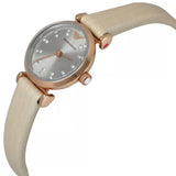Emporio Armani Gianni T-Bar Silver Dial Beige Leather Strap Watch for Women - AR1687