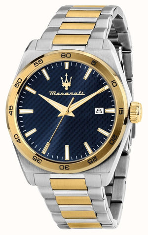 Maserati Velocità Date Blue Dial Two Tone Steel Strap Watch for Men - R8853152001