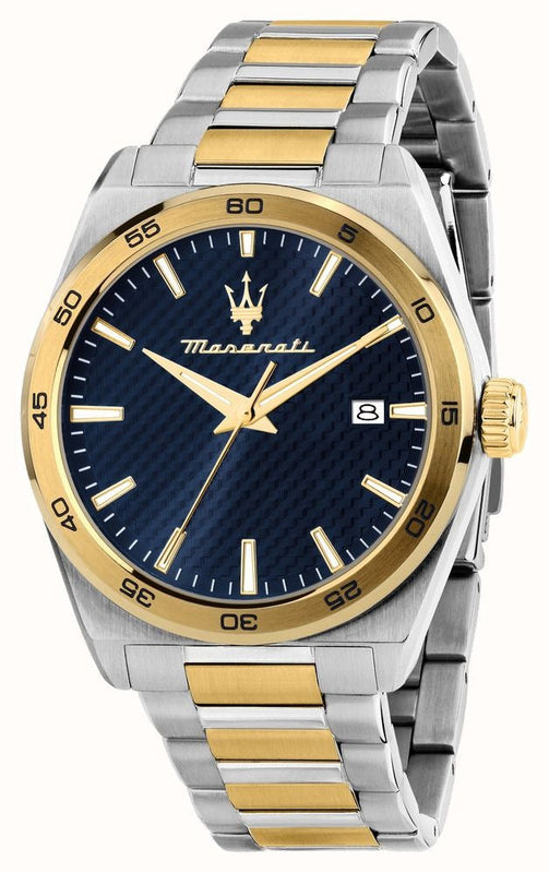 Maserati Velocità Date Blue Dial Two Tone Steel Strap Watch for Men - R8853152001