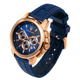 Maserati Successo Chronograph Blue Dial Blue Silicone Strap Watch for Men - R8871621034