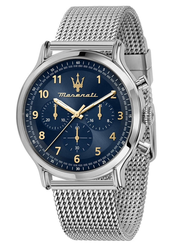 Maserati Epoca Limited Edition Chronograph Blue Dial Silver Mesh Strap Watch for Men - R8873618022