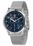 Maserati Epoca Limited Edition Chronograph Blue Dial Silver Mesh Strap Watch for Men - R8873618022