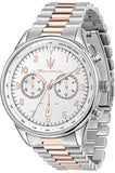 Maserati Tradizione Chronograph White Dial Two Tone Steel Strap Watch for Men - R8873646002