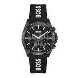 Hugo Boss Strike Chronograph Black Dial Black Rubber Strap Watch for Men - 1514289