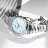 D1 Milano Ultra Thin Blue Dial Silver Steel Strap Watch for Women - D1-UTBL17