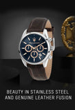 Maserati Attraction Limited Edition Chronograph Blue Dial Brown Leather Strap Watch for Men - R8851151003