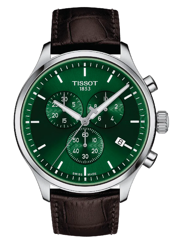 Tissot Chrono XL Classic Green Dial Brown Leather Strap Watch for Men - T116.617.16.092.00