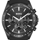 Hugo Boss Strike Chronograph Black Dial Black Rubber Strap Watch for Men - 1514289