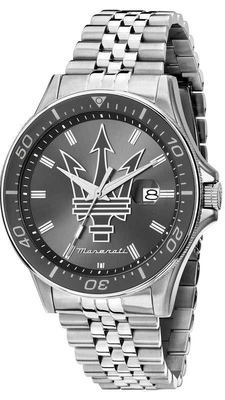 Maserati SFIDA Chronograph Grey Dial Silver Steel Strap Watch for Men - R8853140010