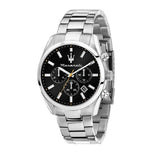 Maserati Attrazione Chronograph Black Dial Silver Steel Strap Watch for Men - R8853151010