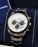 Maserati Attrazione Chronograph White Dial Silver Steel Strap Watch for Men - R8853151004