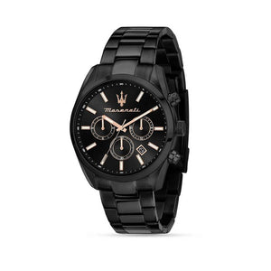 Maserati Attrazione Chronograph Black Dial Black Steel Strap Watch for Men - R8853151009