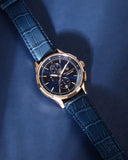 Maserati Sorpasso Chronograph Blue Dial Blue Leather Strap Watch for Men - R8871624009