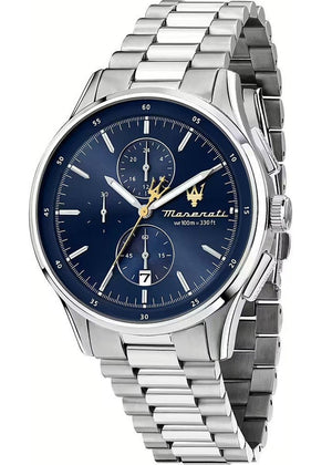 Maserati Sorpasso Chronograph Blue Dial Silver Steel Strap Watch for Men - R8873624004