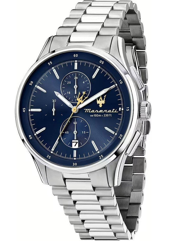 Maserati Sorpasso Chronograph Blue Dial Silver Steel Strap Watch for Men - R8873624004