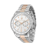 Maserati Tradizione Chronograph White Dial Two Tone Steel Strap Watch for Men - R8873646002