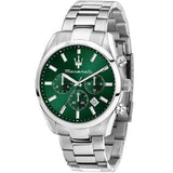 Maserati Attrazione Chronograph Green Dial Silver Steel Strap Watch for Men - R8853151011
