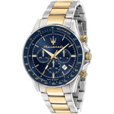 Maserati SFIDA Limited Edition Chronograph Blue Dial Two Tone Steel Strap Watch for Men - R8873640017