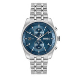 Hugo Boss Skytraveller Chronograph Blue Dial Silver Steel Strap Watch for Men - 1514216