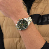 Hugo Boss Tourmaster Chronograph Green Dial Two Tone Steel Strap Watch for Men - 1514287