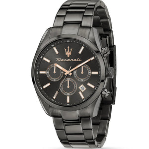 Maserati Attrazione Chronograph Black Dial Black Steel Strap Watch for Men - R8853151001