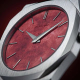 D1 Milano Ultra Thin Red Dial Silver Steel Strap Watch for Men - D1-UTBJ20