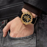 Philipp Plein The Skull Gold Dial Black Silicone Strap Watch for Men - PWAAA0221