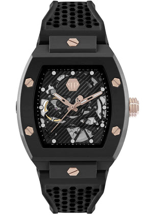 Philipp Plein The $Keleton Black Dial Black Silicone Strap Watch for Men - PWVBA0523