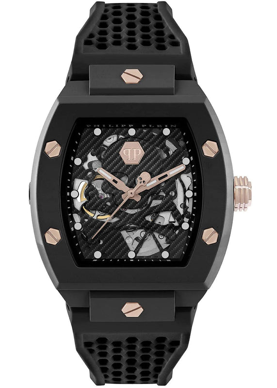 Philipp Plein The $Keleton Black Dial Black Silicone Strap Watch for Men - PWVBA0523